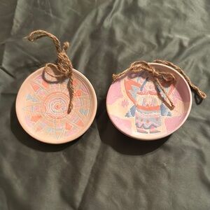 Set of 2 - Pink and Blue Ceramic Art Pieces
